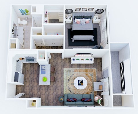 Floor plan for 1 bed, 1 bath, 766 sqft